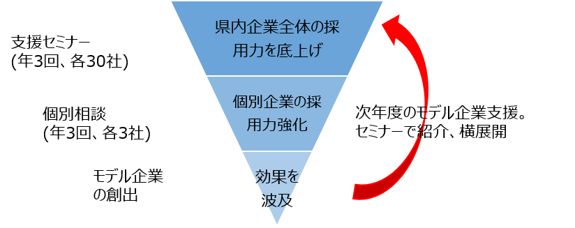 三角グラフ（次年度のモデル企業支援。セミナーで紹介、横展開）