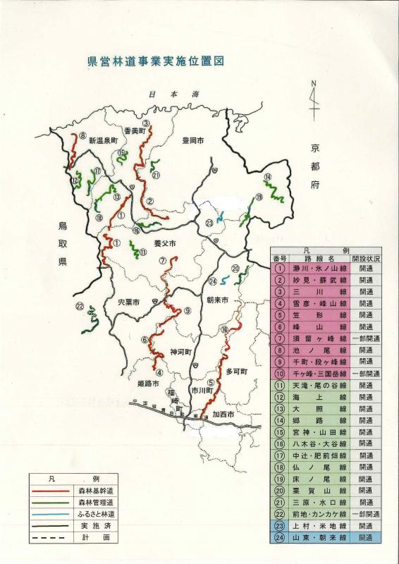 県営林道事業実施位置図
