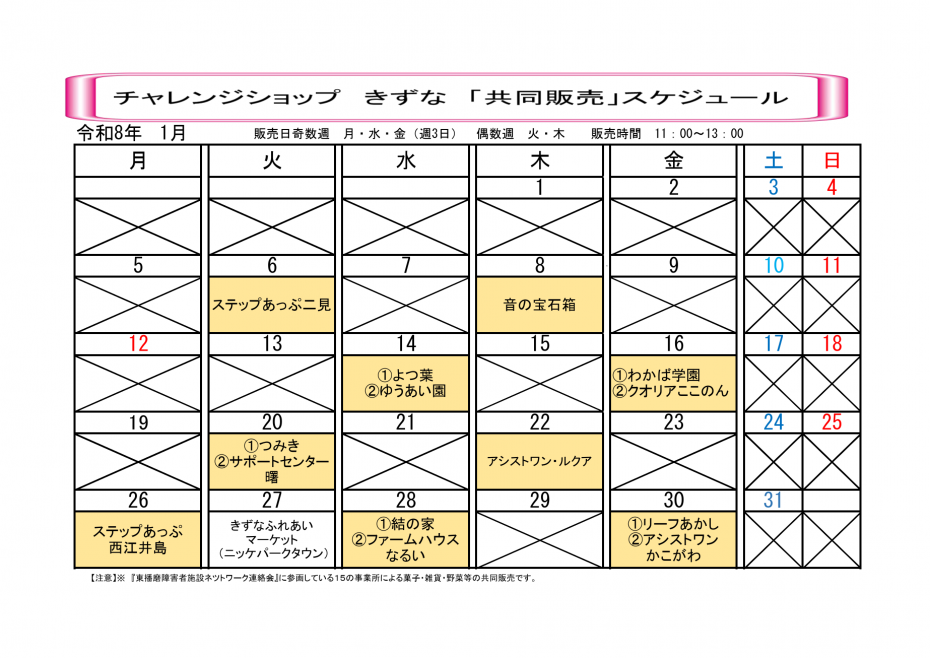 R8年1月きずな共同販売スケジュール