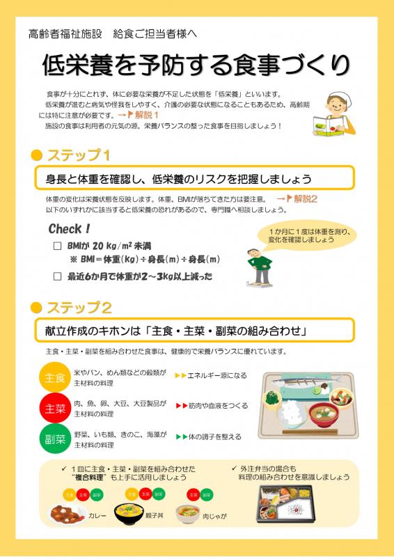 低栄養を予防する食事づくり（食事）